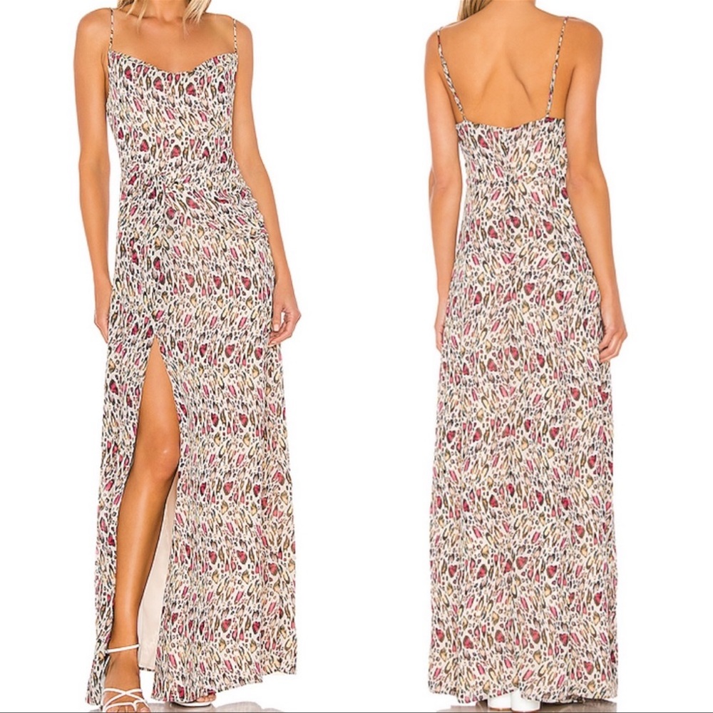 Majorelle Revolve Talia Maxi Leopard Multi Color Cream Pink Dress